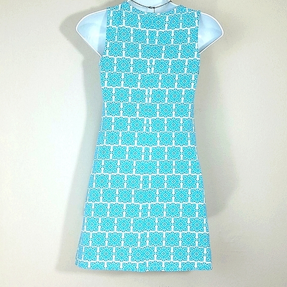 Counting Daisies Girls Sundress Blue Geometric Print Orange Embroidered Mini 12 - Picture 5 of 7